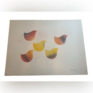 Signed dated 1996 Simon Brascoupe color stencil Chicks artwork